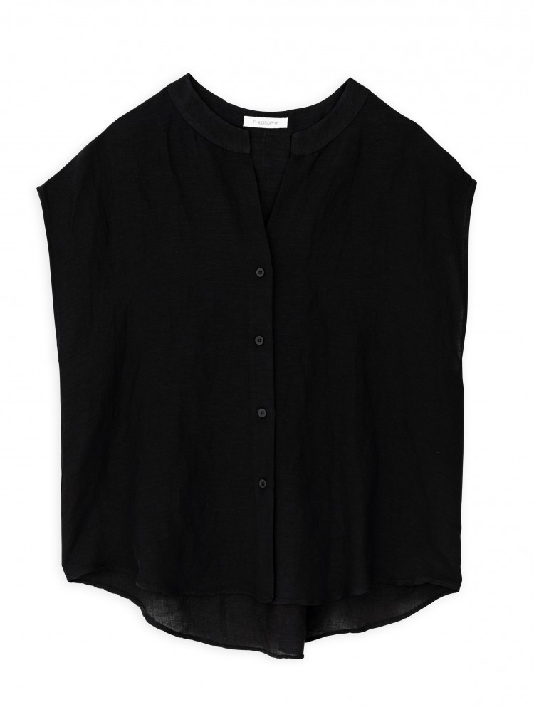 Philosophy black gauze sleeveless shirt