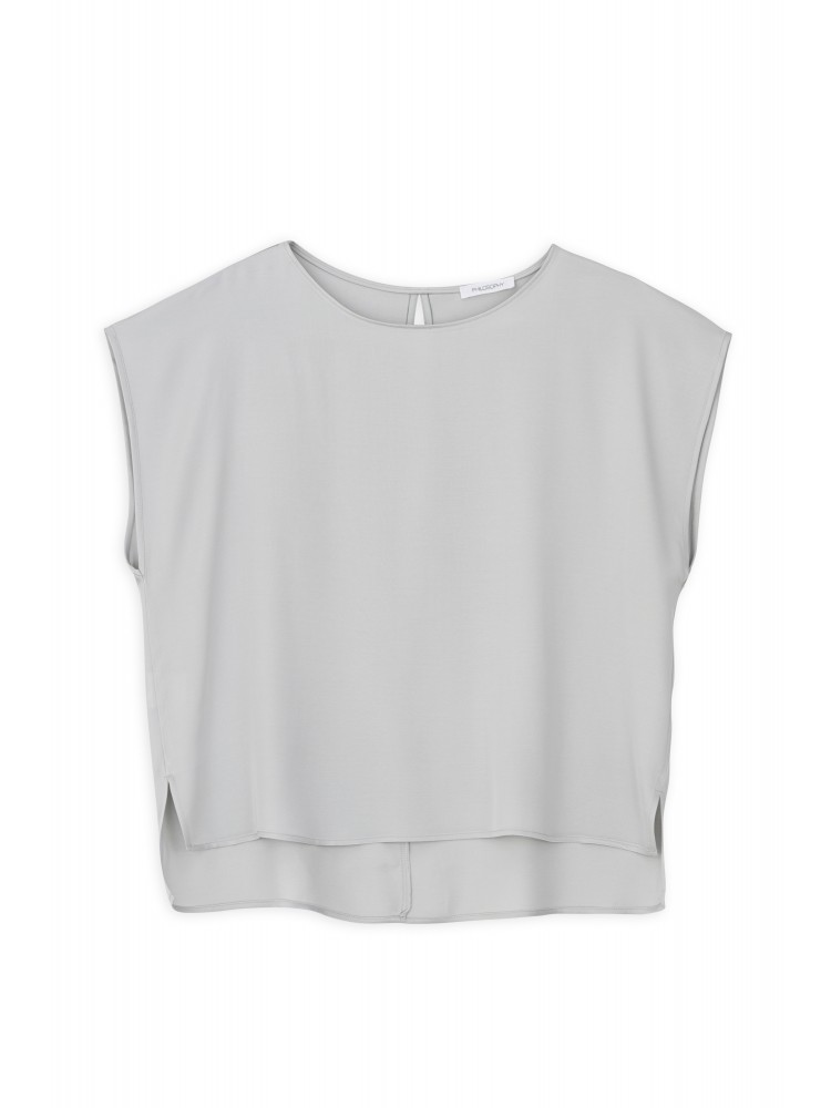 Philosophy light grey satin fine ecovero cropped top