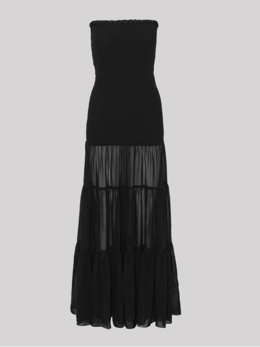 Rotate chiffon strapless black dress