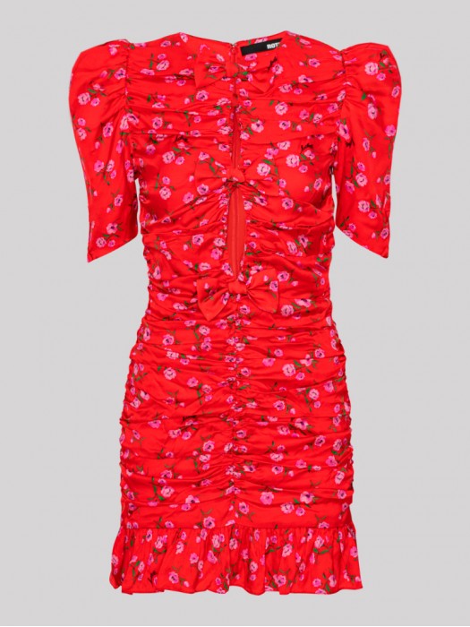 Rotate printed mini ruffle red dress