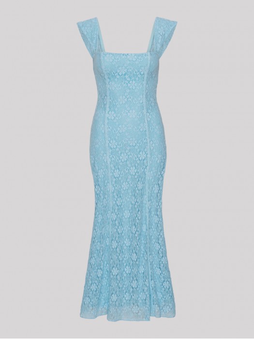 Rotate lace wide strap blue dress