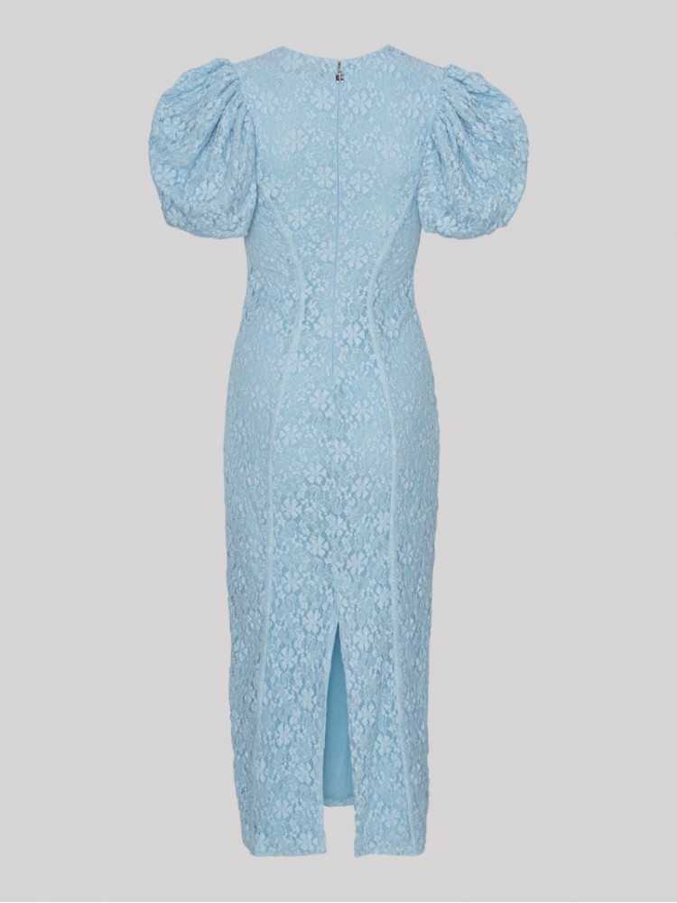 Rotate lace midi fitted blue dress