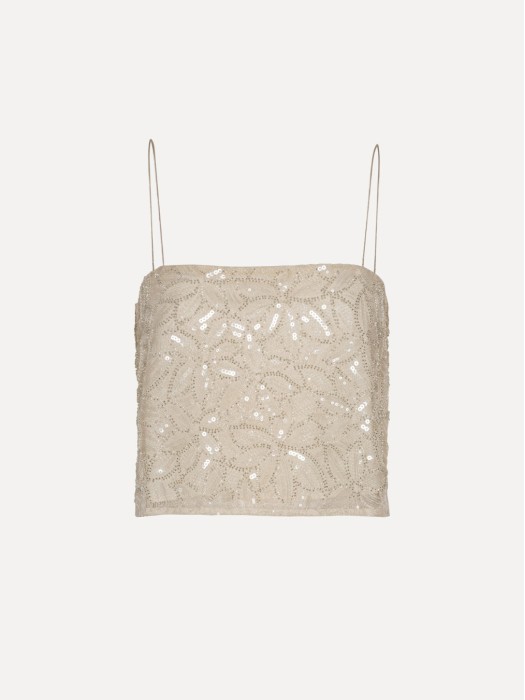 Rotate sequin mini creme top