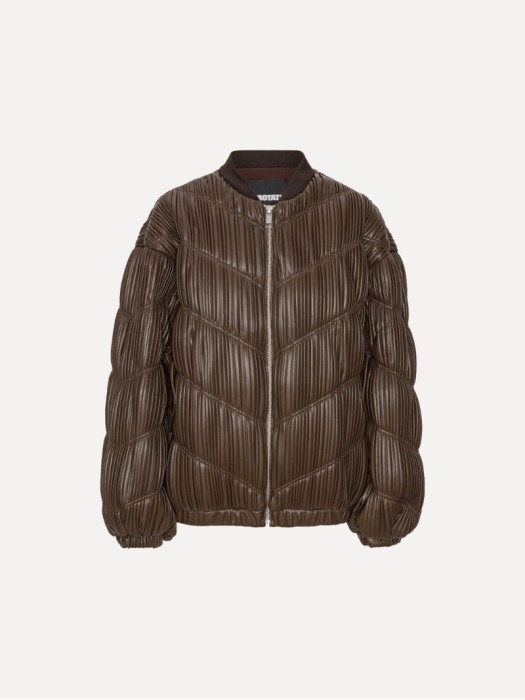 Rotate pleated brown bomber jacket