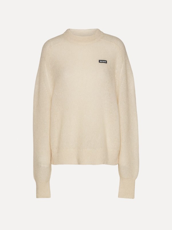 Rotate light knit logo egret sweater