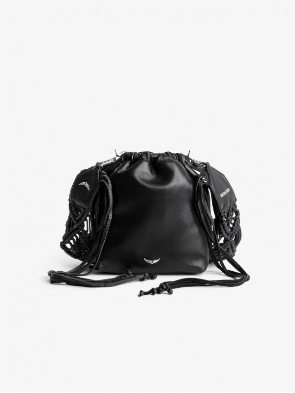 Zadig&Voltaire μαύρο rock to go leather macrame τσάντα