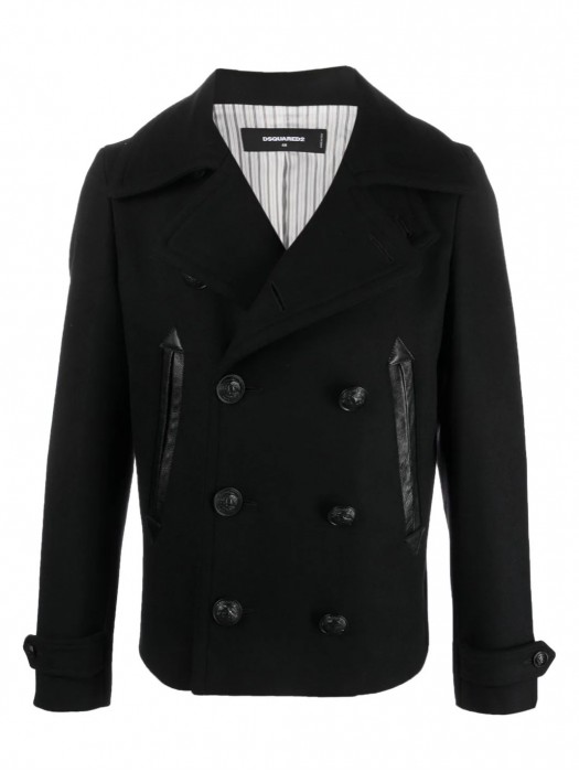 Dsquared2 double-breasted buttoned black coat