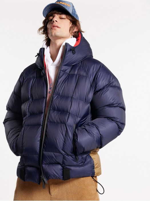 Dsquared2 two tone quilted blue down puffer jacket