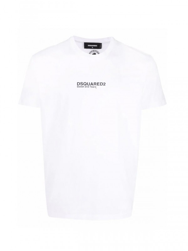 Dsquared2 logo print λευκή κοντομάνικη μπλούζα