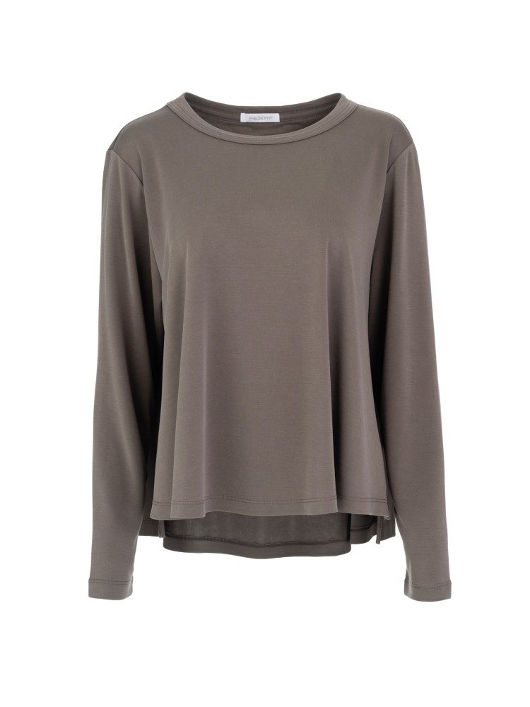 Philosophy taupe cupro pique top