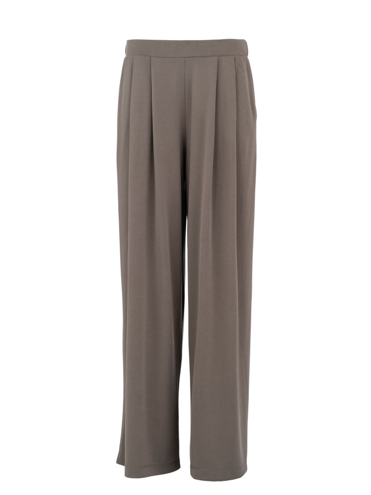 Philosophy taupe cupro pique wide leg παντελόνι