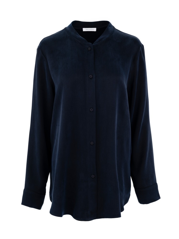Philosophy blue black cupro oversized πουκάμισο