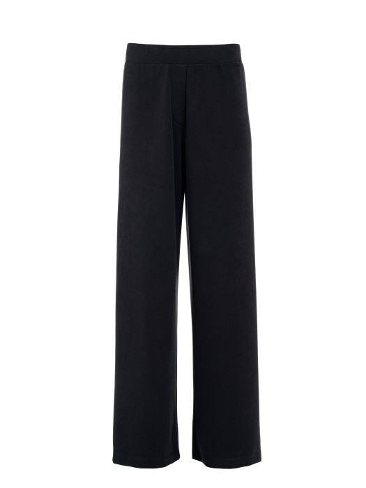 Philosophy μαύρο rib sandwashed wide leg παντελόνι