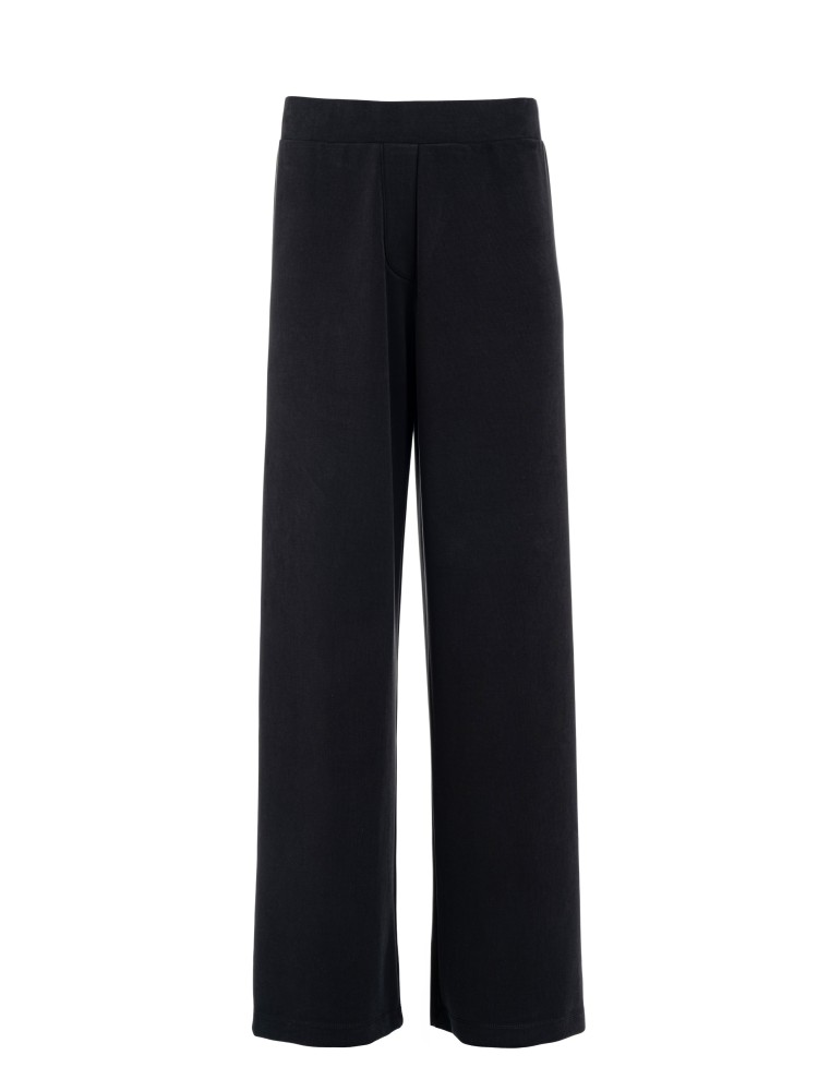Philosophy μαύρο rib sandwashed wide leg παντελόνι