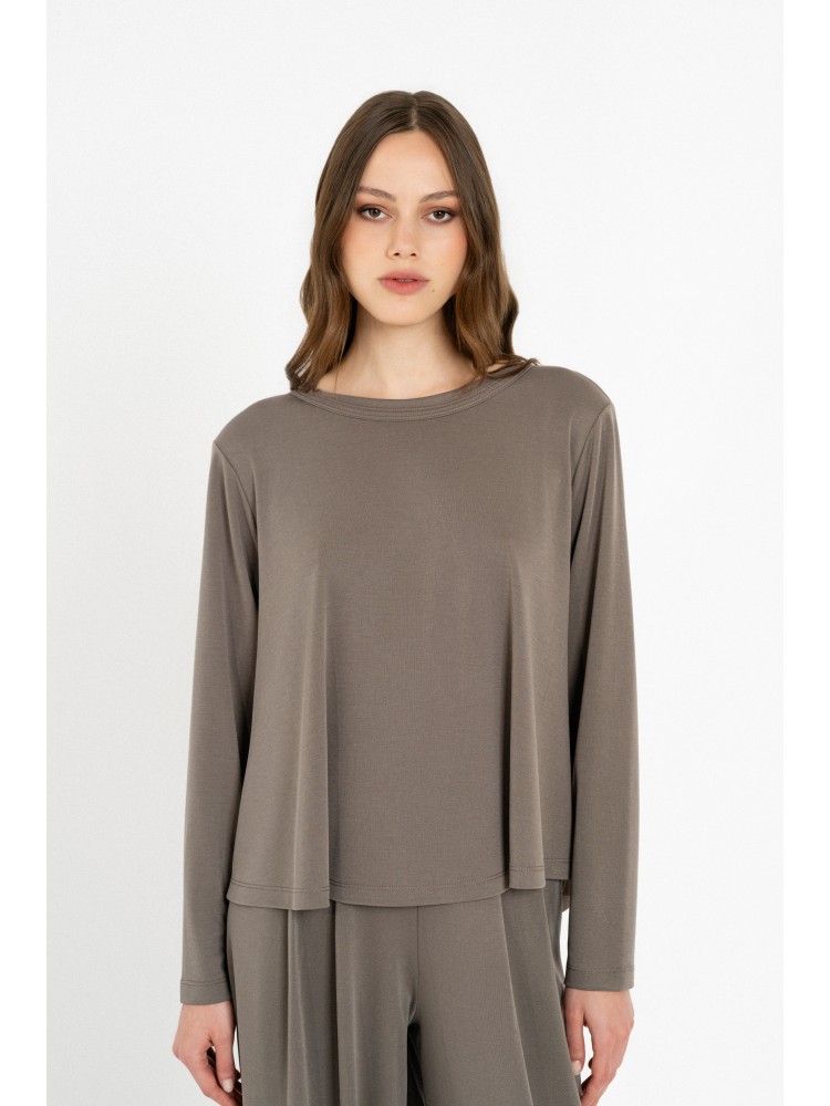 Philosophy taupe cupro pique top