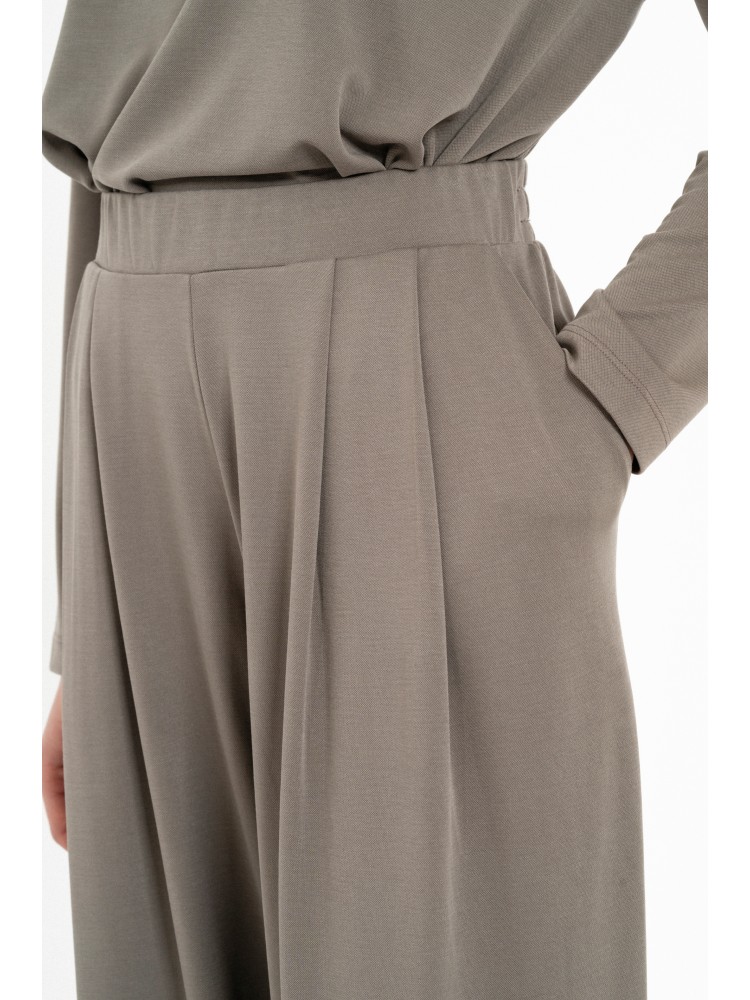 Philosophy taupe cupro pique wide leg παντελόνι