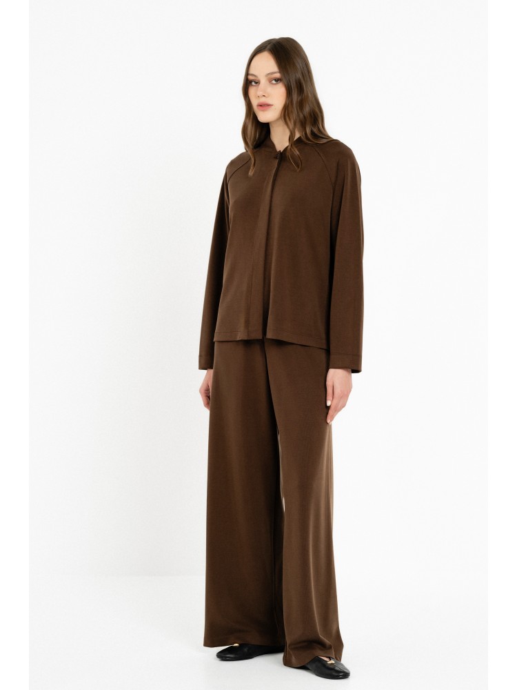 Philosophy καφέ rib sandwashed wide leg παντελόνι
