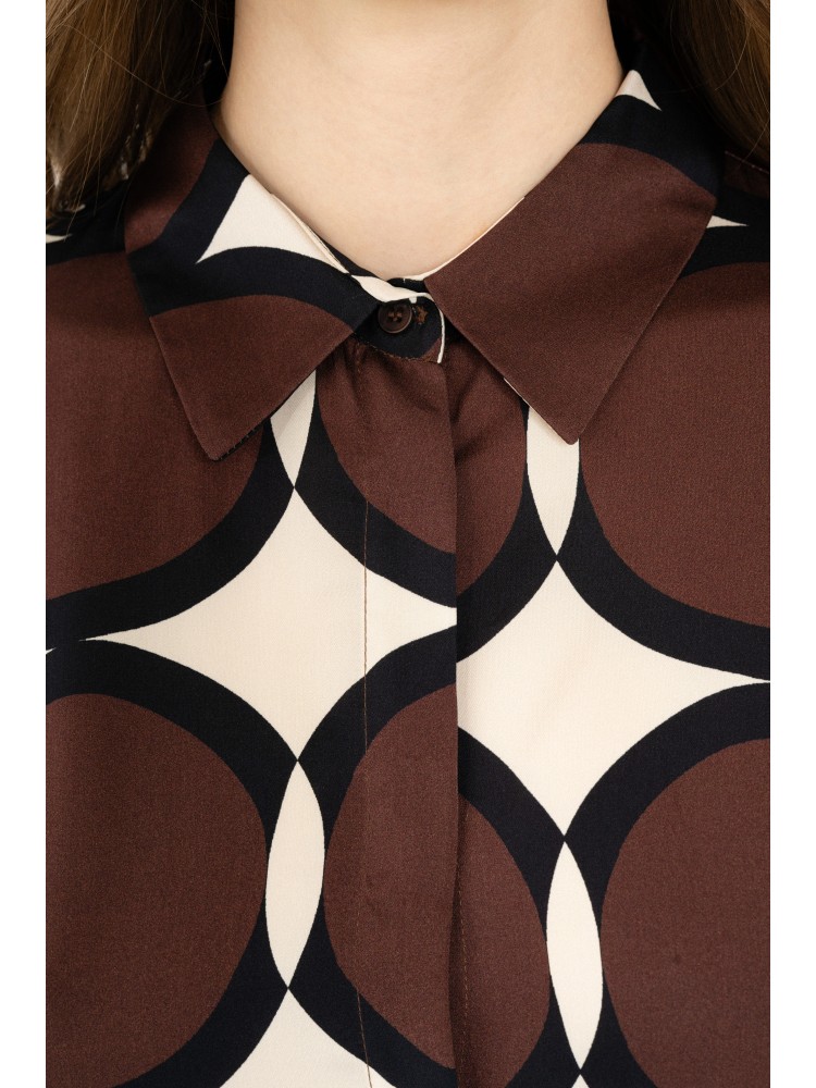 Philosophy brown long satin print shirt