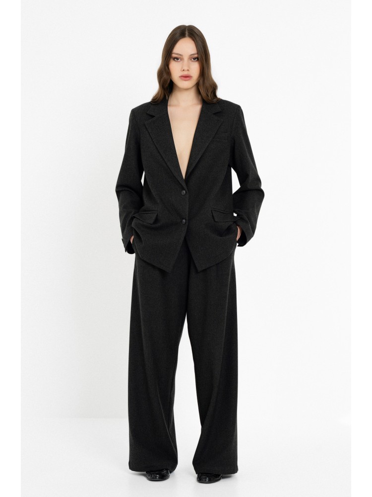 Philosophy μαύρο melange heavy T/R wide leg παντελόνι