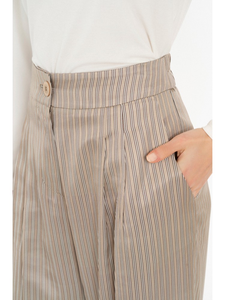 Philosophy μπεζ satin stripes wide leg παντελόνι