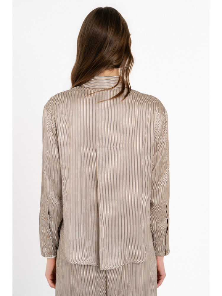 Philosophy beige satin stripes cropped top