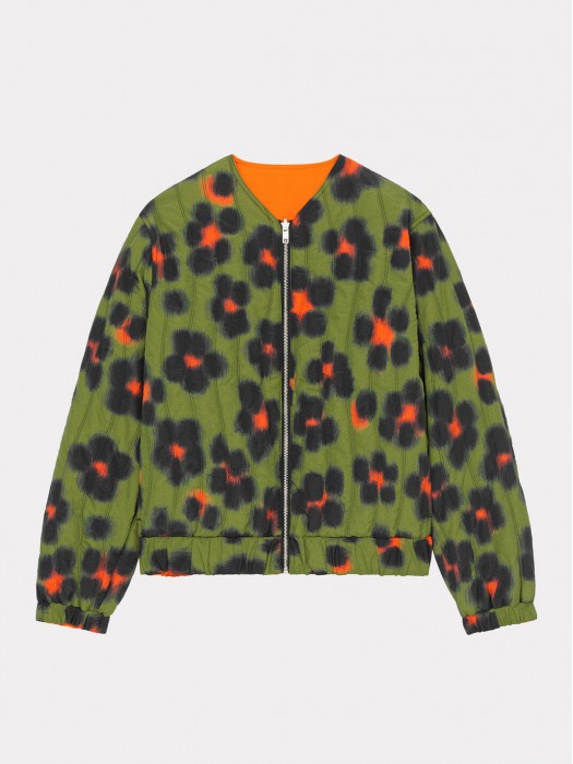 Kenzo 'Hana Leopard' khaki reversible quilted jacket