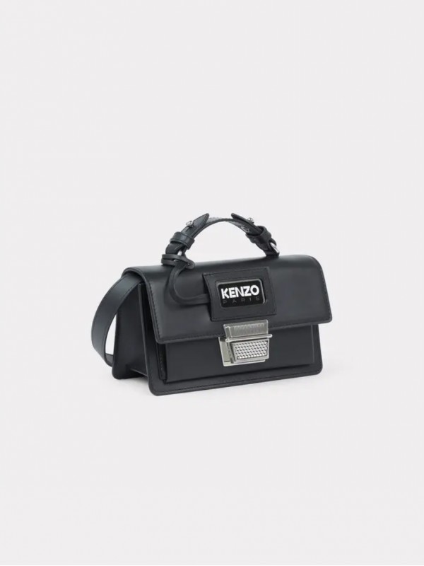 Kenzo 'Rue Vivienne' miniature black leather bag with strap 