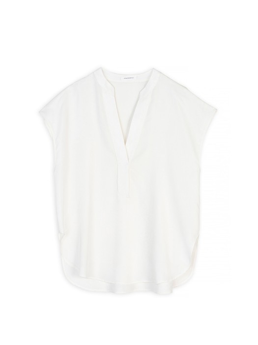 Philosophy off white cupro modal short sleeve blouse