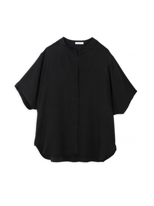 Philosophy black cupro viscose κοντομάνικο πουκάμισο