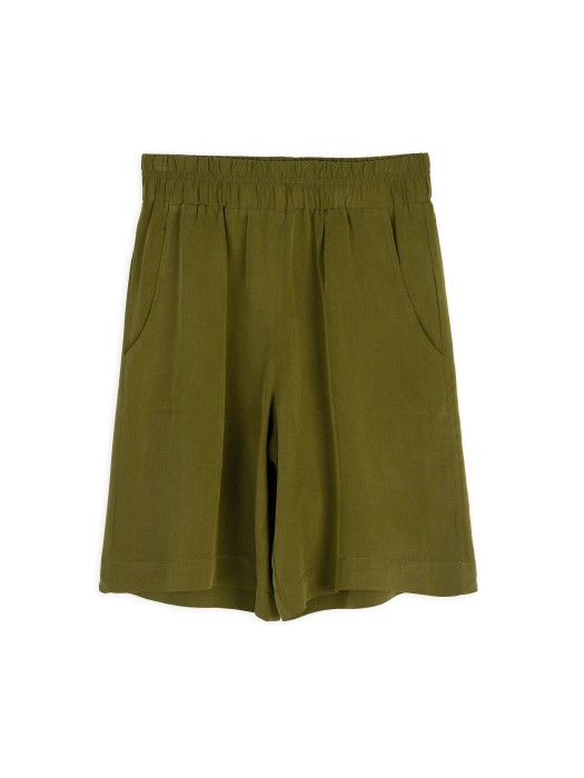 Philosophy khaki green cupro modal long shorts